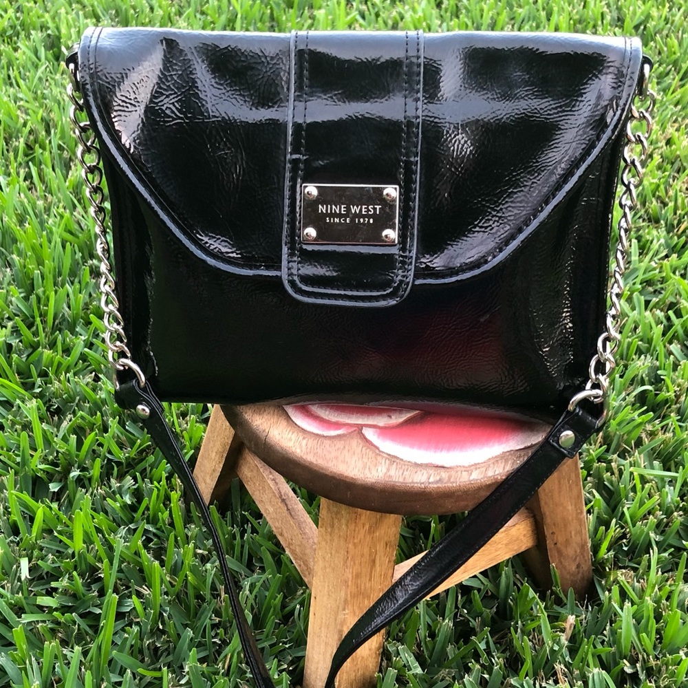 Nine West Black Patent Leather Shoulder Bag